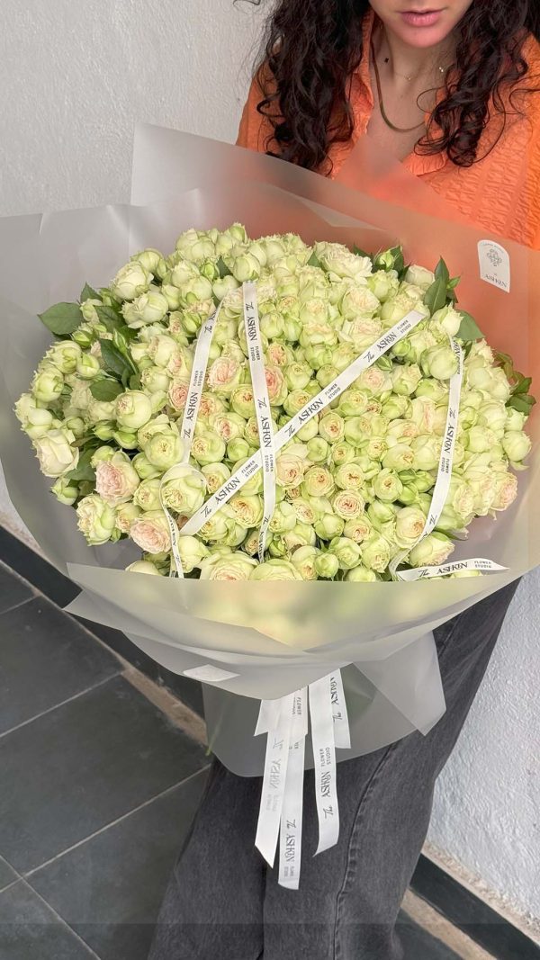 دسته گل رز مینیاتوری لیمویی